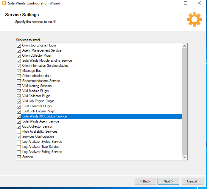 SolarWinds Configuration Wizard Service Setting.png